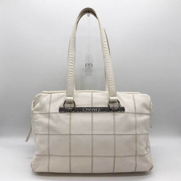 CHANEL White Leather Boston Bag - Picture 1 of 7